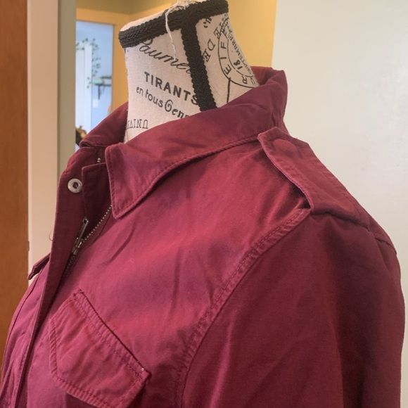 LOFT Maroon Utility Cotton Lightweight Jacket Women’s XS Extra Small - Picture 3 of 8